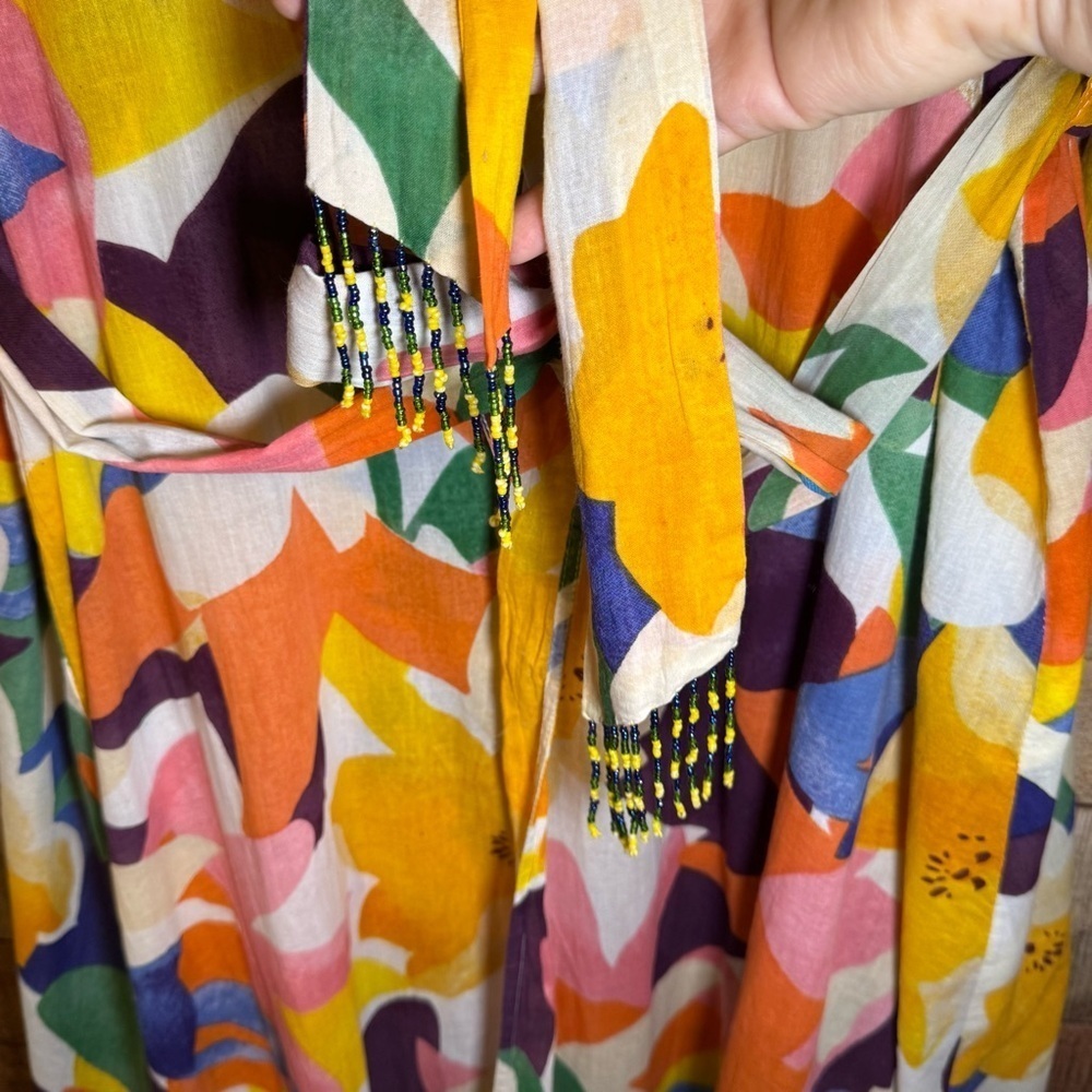 🌻 True Destinations Print Voile Cover Up Kimono Tropical Resort Boho Medium* - Picture 6 of 12